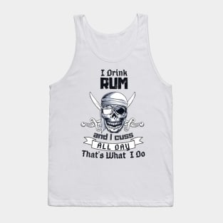 I Drink Rum Pirate Skull Funny Costume Tank Top